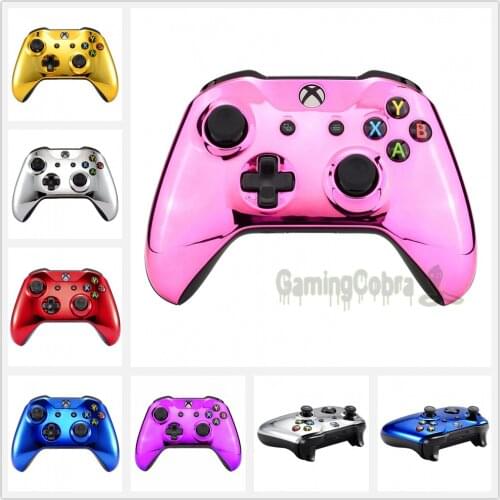 EXtremeRate Chrome Upper Housing Shell Faceplate Case Replacement Part for Xbox One S One X Controller (Model:1708)