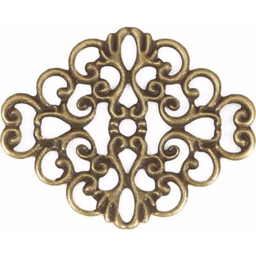 Craft DIY Jewelry Making Findings Accessories Iron Filigree Charm Pendant 10pcs Connectors Hollow Metal 30x37mm