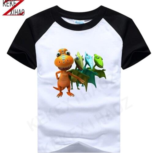 Favorite Dinosaur Print T-shirt Short Sleeve Dinosaur Sketch T-shirt Girl Scout And Animal Train T-shirt Boy And Girl Summer Tee