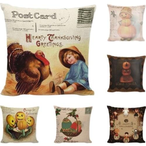 Customized Thanksgiving Pumpkin Halloween Party Sugar Skull Throw Cushion Cover Bedding 45 Burlap Lounger Crowe Halloween Pillow