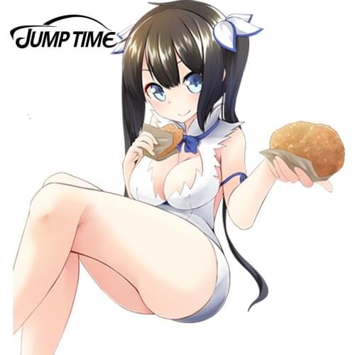 JumpTime 13cm x 12.1cm Car Styling Anime DanMachi Hestia Vinyl Stickers Cartoon Sexy Girl Decal Reflective Car Sticker