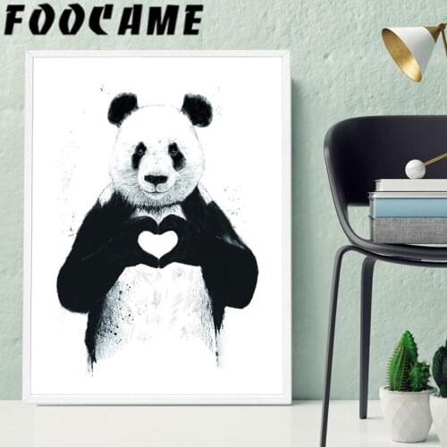 Canvas Painting Black and White Animal Panda Wall Art Canvas Nordic Poster Modern Home Decoration Print Living Room Pictures