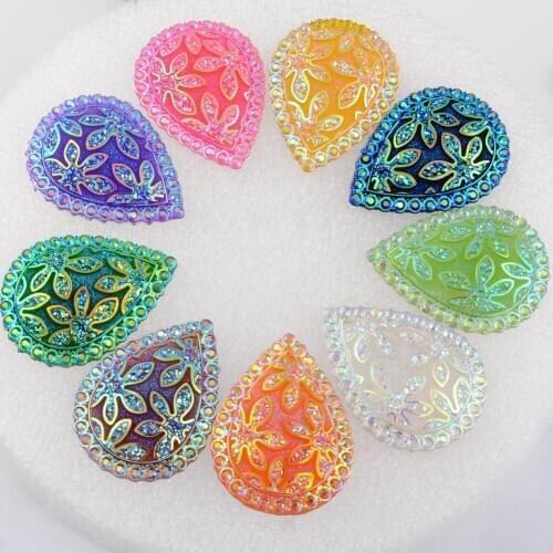 BOLIAO 8Pcs 30*40mm ( 1.18in*1.57in ) Darp Shape AB Color Rhinestone No Hole Glue Flatback Clothes/Wedding Decoration Craft DIY