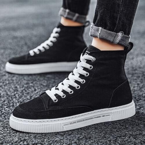 ZEEKSON 2020 Autumn New Mens High-top Sneakers Casual Shoes Fashion Breathable Canvas Shoes Korean Student Comfortable Shoes