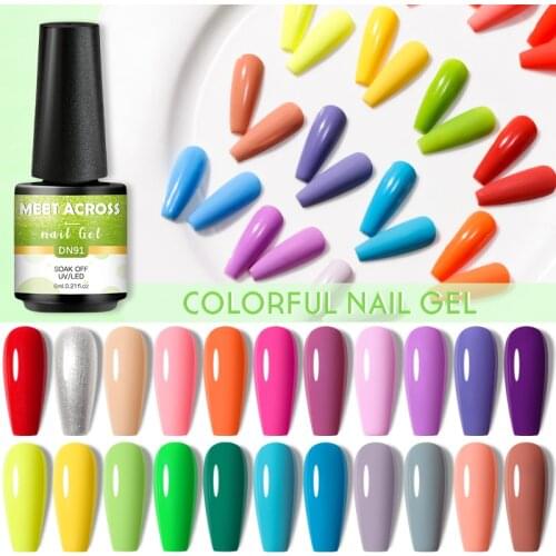 MEET ACROSS Nail Gel Polish Hybrid Manicure Nails Art Base Top Coat UV Lamp Vernis Semi Permanent Varnishes