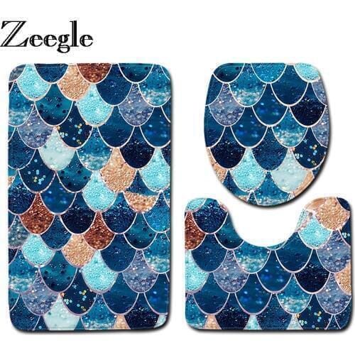 3pcs Bath Mats Set Anti-slip Bathroom Floor Mats Toilet Rug Toilet Lid Cover Rugs Absorbent Home Decor Bathroom Carpets Set