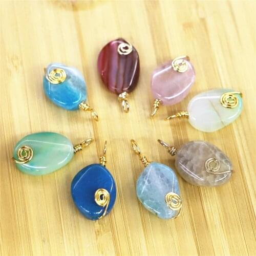 2021 New10pcs/lot Hand-made Natural Stone & Synthetic Stone Rose Quartzs Necklace Pendant for Necklace Bracelet Making