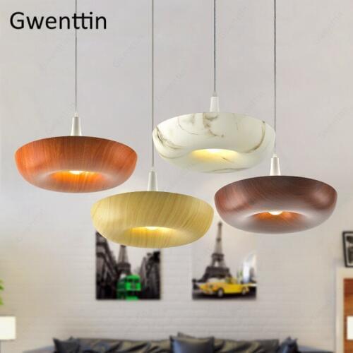 Creative Pot Pendant Lights Imitation Wood Hanging Lamp Dining Room Bar Bedroom Decor Modern Led Light Fixtures Loft Luminarias