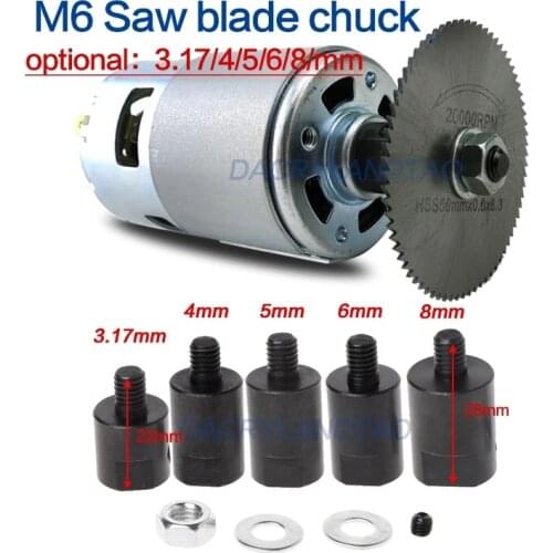 Saw Blade Chuck M6 Connecting Rod 3.17/ 5/ 6/ 8mm Coupling Chuck Adapter Angle Grinder Spindle Cutting Machine Electric Drill