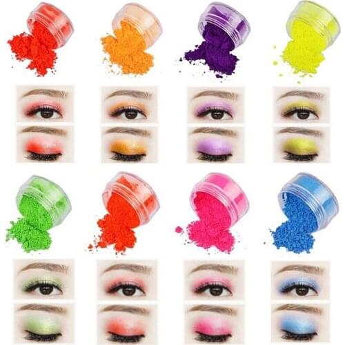 Makeup Pigment Neon Loose Powder Eyeshadow Long Lasting Waterproof Matte minneral Shiny Cosmetic Shadow Custom Label 8 Colors