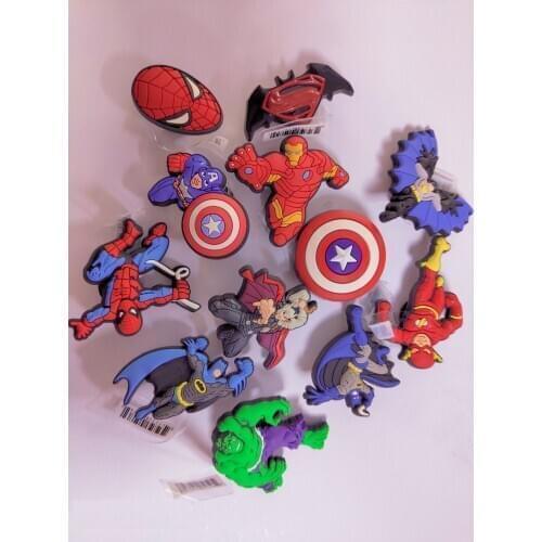 Novelty 3-15Pcs PVC Avenger Shoe Charms Shoe accessories Shoe decoration Shoe Buckles Accessories Fit Wristband/Croc JIBZ