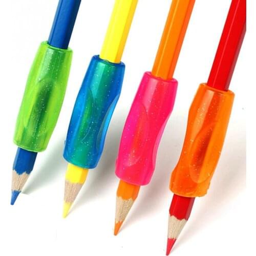 4Pcs Cylinder Shape Pencial Grip Adjust Children Gesture Silicone Soft Pencil Pen Student Grip Handwriting Tool