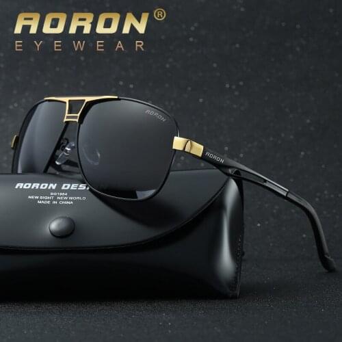 AORON Mens Polaroid Sun Glasses Polarized Sunglasses For Woman Man HD Goggles Luxury Design Metal Glasses Vintage Oculos de sol