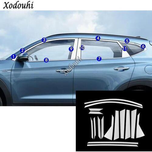 For Hyundai Tucson 2019 2020 Car styling sticker stainless steel glass window garnish pillar middle column trim hood parts