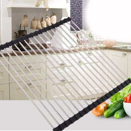 Kitchen Drainer Rack Magic Rolling Rack Kitchenware Drain Vegetable Fruit Spoon Filter Shelf Strainer Kitchen Tools