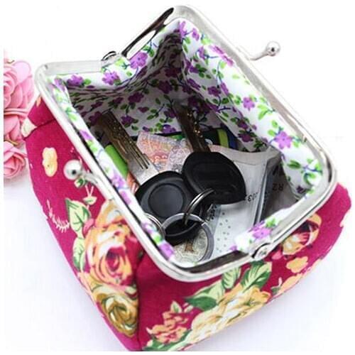 2020 Fashion Vintage Floral Buckle Women Wallet Dumpling Shape Elegant Lady Retro Clutch Hasp Canvas Bag Mini Coin Purse