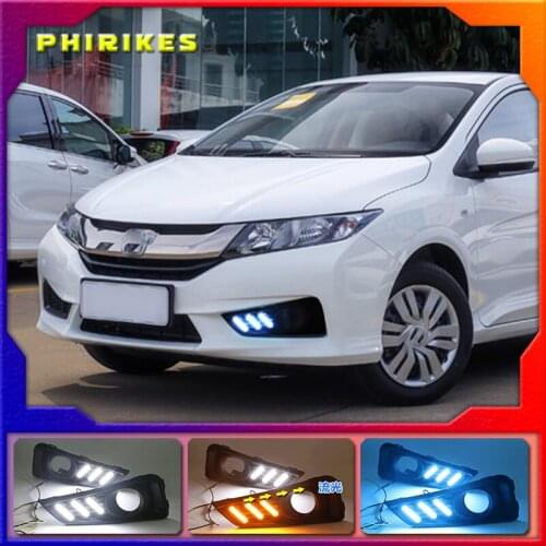 1 set for Honda City Grace 2015 2016 LED DRL with turn signal relay 12V Car daytime running lights Fog lamp Accessories