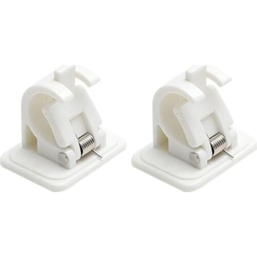 1Pair Curtain Rod Brackets No Drill Adjustable Stick Fixed Clip Holder Hanging Rack Hook for Kitchen