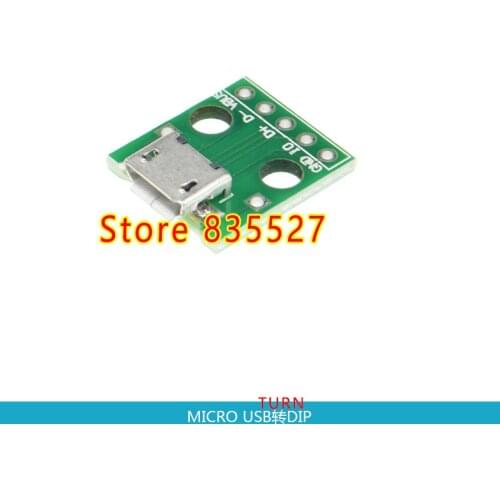 2pcs/lot Micro usb2.0/5pin/B type Female turn DIP 2.54MM straight DIP pin Switch transfer board Mike 5P