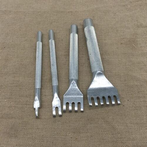 4pcs/set DIY Stainless Steel Flat Chisel Leather Craft Tools Hole Punch Tool Kit