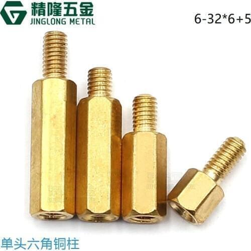 50pcs Thread 6-32*6+5 Hex Brass Standoff Spacer Screw Pillar PCB Computer PC Motherboard Male to Female Standoff Spacer