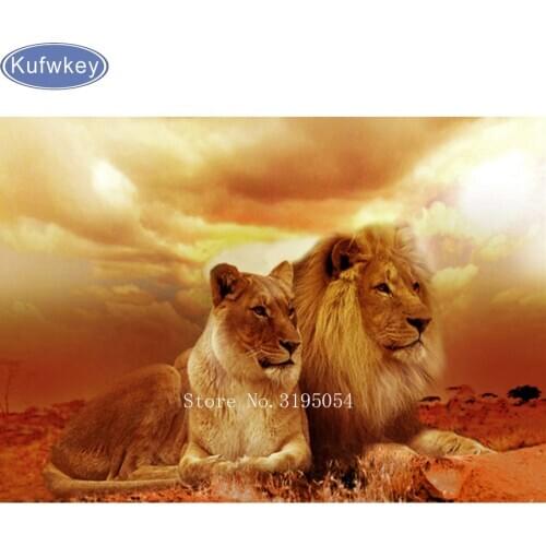 5D Diamond Painting Cross Stitch Africa Lions king Rhinestone Crystal Diy Needlework Diamond Embroidery Full Diamond Decorative