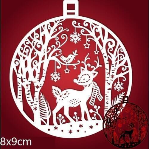 80*90mm Deer and Tree in Ball New Cutting DIES Stencil DIY Scrapbook Embossing Card Craft Template Paper Photo Album