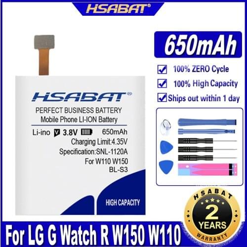 HSABAT BL-S3 BL S3 510mAh Battery For LG G Watch R W150 W110 BLS3