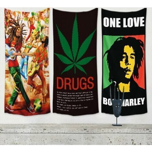Bob Marley Jamaican Reggae rock music hanging cloth flag banner band LOGO poster Wall Sticker tapestry Bar cafe banquet decor