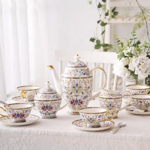 Bohemia High Bone China Coffee Tea Set Bring Sugar Pot Milk Tank Household Afternoon Tea Cup Saucer Luxury Gift