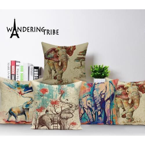 Animal throw pillow decorative cushion covers Custom throw pillows Colorful elephant pillow covers decorative cushion cover