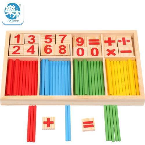 Logwood wooden Montessori mathematics arithmetic toys multi-function early childhood education count building blocks toys kids