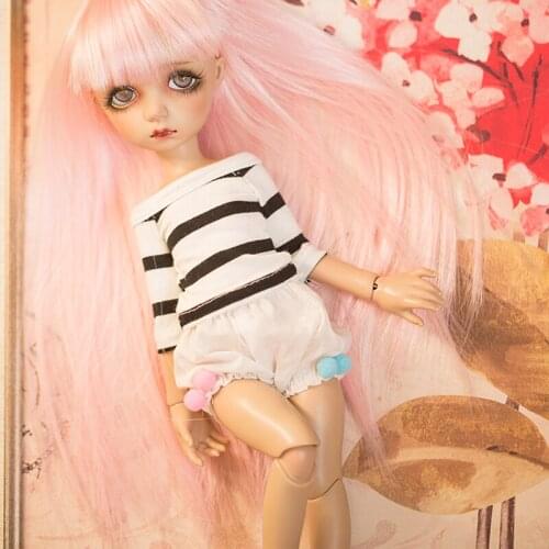 D03-P447 children toy BJD DD SD MSD 1/6 1/4 1/3 dolls clothes Black and white striped top 1pcs