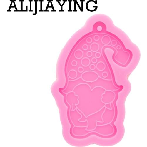 DY0459 Glossy Gnome Keychain Mould, Silicone Resin Pendant Mold for Epoxy Jewelry Making , DIY Crafts Necklace