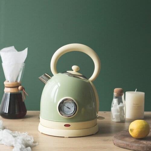 Electric Kettle 1.8L Vintage Household Stainless Steel High Power Thermometer Kettle Household Appliances Big Coffee Teakettle