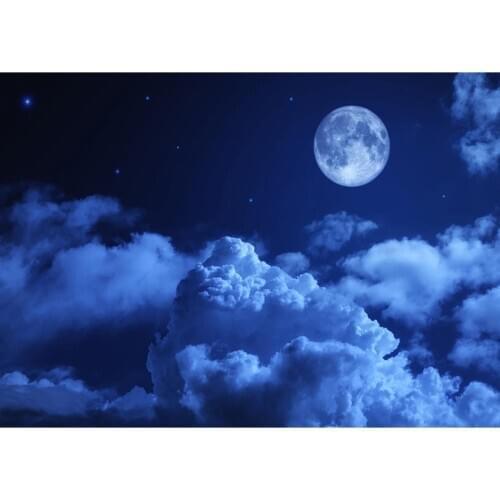 Night Starry Sky Full Moon Cloud Photography Background Computer Printed Backdrop for Children Baby Photophone Photo Studio
