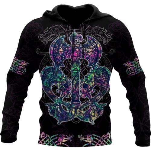 Love Viking tattoos 3D All Over Printed Unisex Deluxe Hoodie Men Sweatshirt Streetwear Zip Pullover Casual Jacket Tracksuit D55