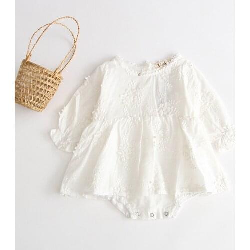 Long sleeve lace romper baby girls cotton jumpsuit newborn onesie bodysuit toddler baby girls clothing children outfits 0-24m