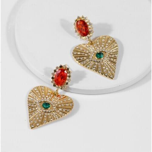 Lost Lady Heart Eye Dangle Earrings for Women Crystal Wedding Party Jewelry Wholesale Girls Large Earrings Female Bijoux Gifts