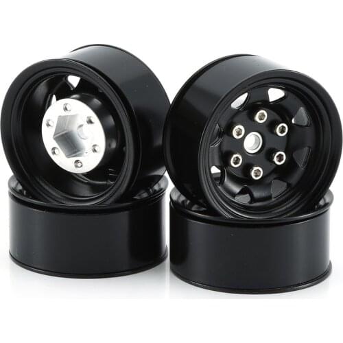 AX515BK Metal Wheel Rim 4PCS Beadlock Wheel Hub 1.55 Inch RC Car Black Aluminum Alloy Wheel Rim for 1/10 RC Car tracker