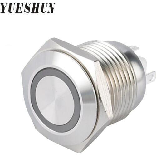 10pieces/lot 16mm Metal Power Switch 3V/6V12V/24V/36V/110V/220V Push Button Switches Pushbutton Light LED Momentary Switch