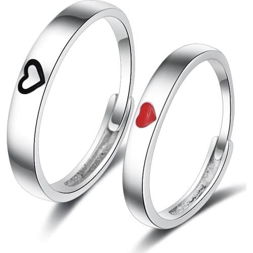 Fashion Lover Rings Romantic Jewelry Couples Adjustable Ring for Lovers Heart Wedding Engagement Anniversary Accessories,1 Piece