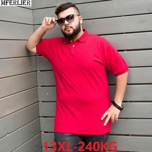 MFERLIER high quality men t-Shirts summer short sleeve turn-down collar tees plus size big 9XL 10XL 12XL 13XL model tshirt tops