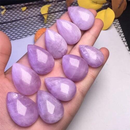 Natural Lavender Purple Kunzite Water Droplet Drop Shape Pendant Crystal Quartz Healing Stone Women Jewelry Gift