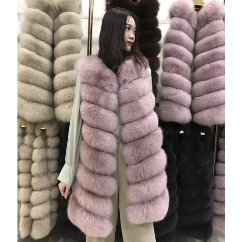 Promotion Cheap Price Soft Fashion 8 Rows Long Fox Fur Vest Womens Sleeveless Super Soft Natural Real Fox Fur Vest