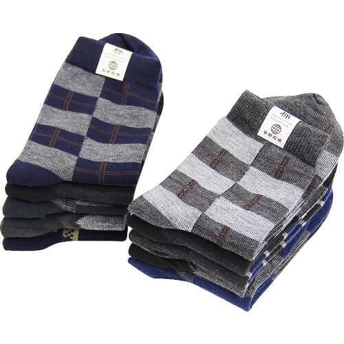 5 Pairs Men Large Size Socks Length 31CM Casual Striped Plaid Long Socks Autumn Summer Comfort Mature Male Cotton Sock Sox Meias
