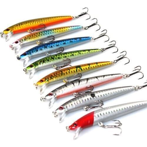 New 10cm 8.5g hard bait Artifical Fishing Lure set China Minnow with fishing hooks fishing tackle Lure 3D eyes peche Daiwa