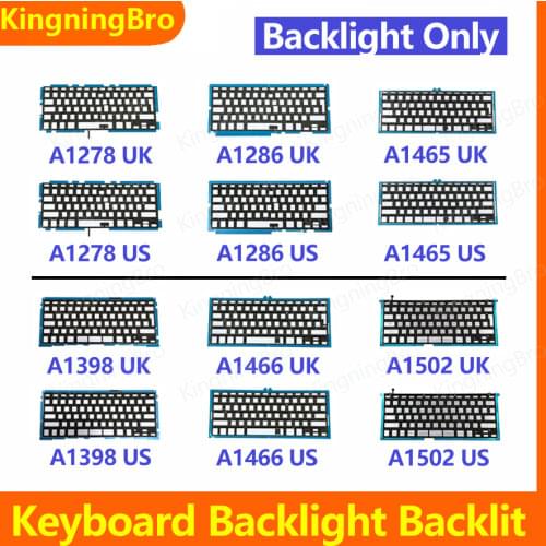 New UK US German French Spain Swiss Keyboard Backlight Backlit For Macbook Pro Air Retina A1278 A1286 A1465 A1466 A1398 A1502