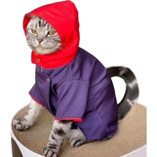 Pet Clothes Anime Jujutsu Kaisen Yuji Itadori Cosplay Cat Dog Suit Jumpsuit Hat Hoodie Dress Up Christmas Halloween Pet Costume