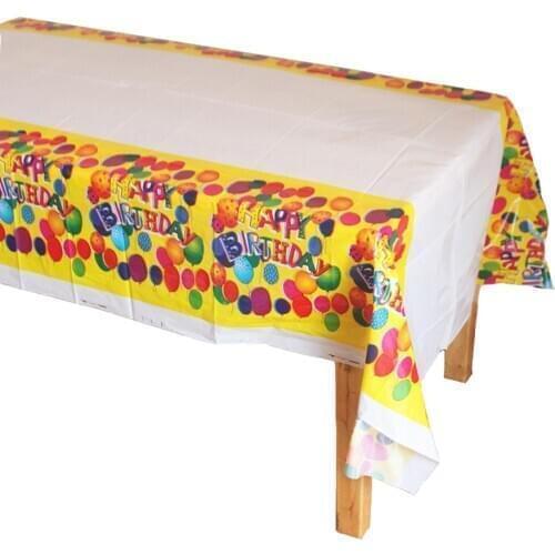 Disposable Plastic Table Cloth Table Cover Tablecloth Waterproof For Kids Happy Birthday Party Decoration And Match Napkin
